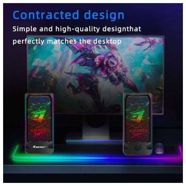  Jertech Harmonix SBT11 - Wired RGB Desktop Speakers - 2.0 Stereo - Black 