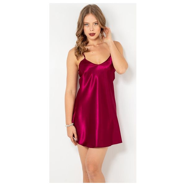  قميص نوم قصير ساتان نسائي ميوري - فوشي 