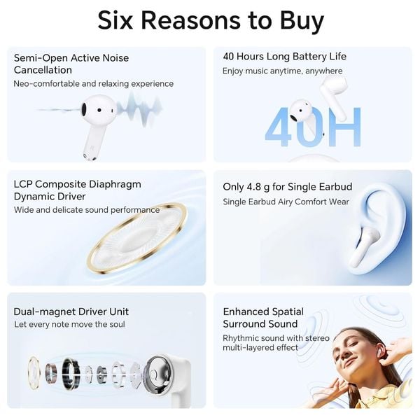  Honor Choice Earbuds-X7e - Wireless Earphones - Up to 40 Hours Battery Life - Bluetooth 5.3 – Water & Dust Resistant IP54 