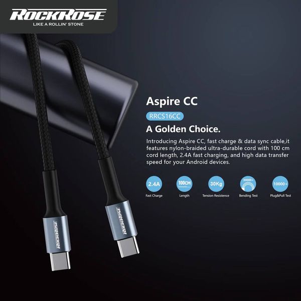   کابل راک رز USB-C به USB-C - RRCS12CC1 - 1 متر 