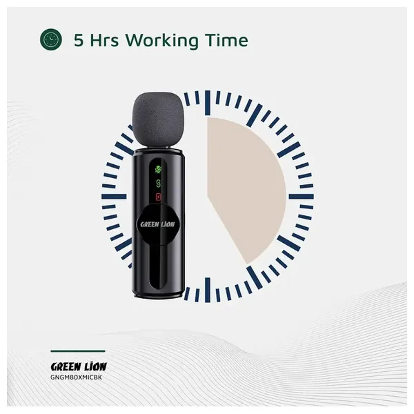  Green Lion GM-80X 3 in 1 Wireless Microphone - Up to 5 Hours - Black 