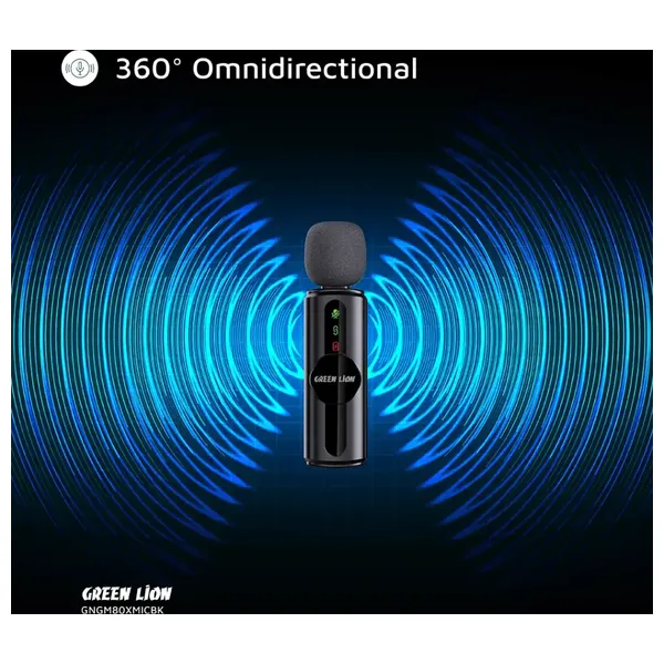  Green Lion GM-80X 3 in 1 Wireless Microphone - Up to 5 Hours - Black 