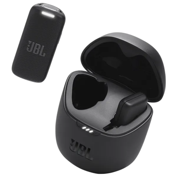  JBL Wireless Microphone - High-quality audio recording and streaming, omnidirectional pickup pattern, adjustable ambient noise cancellation, LED mute button, compatible with Apple devices - Black 