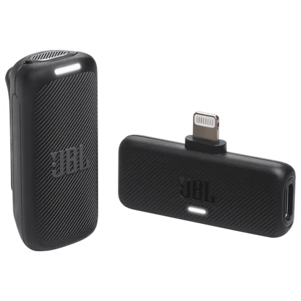  JBL Wireless Microphone - High-quality audio recording and streaming, omnidirectional pickup pattern, adjustable ambient noise cancellation, LED mute button, compatible with Apple devices - Black 
