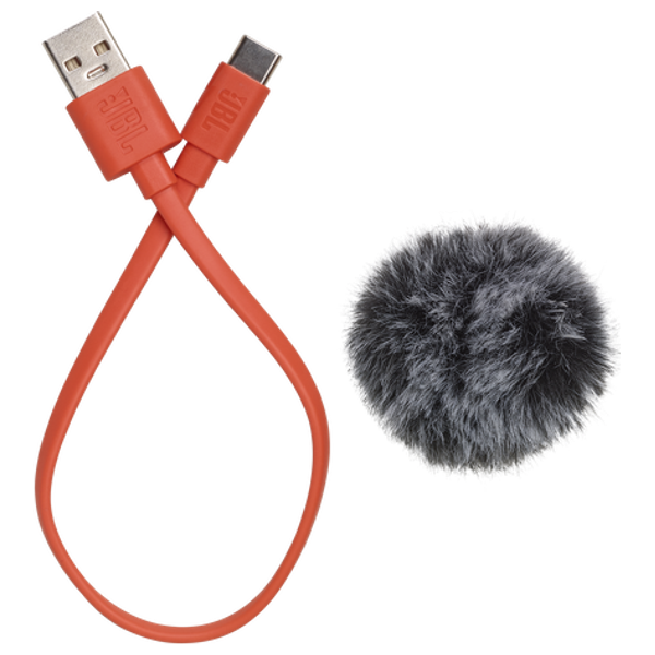  JBL Wireless Microphone - High-quality audio recording and streaming, omnidirectional pickup pattern, adjustable ambient noise cancellation, LED mute button, compatible with Apple devices - Black 