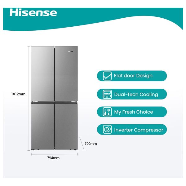  Hisense RQ561N4AC1 - 15ft - Side By Side Refrigerator - Silver 