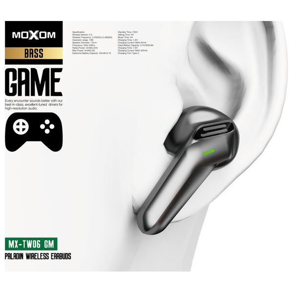  Moxom MX-TW06GM - Bluetooth Headphone In Ear - Black 