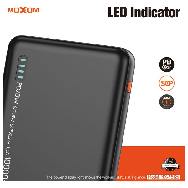  Moxom MX-PB126 - 10000mah - Power Bank - Black 