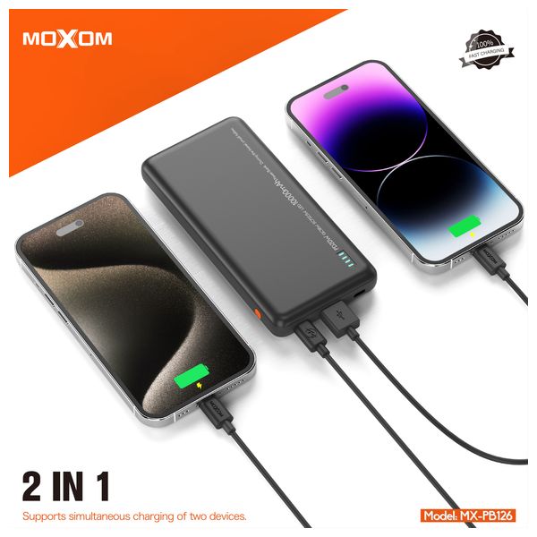  Moxom MX-PB126 - 10000mah - Power Bank - Black 