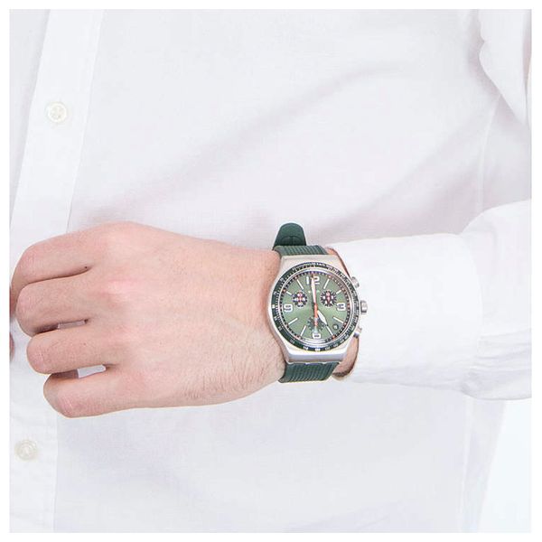  Swatch Watch YVS462 For Men - Analog Display, Rubber Band - Green 