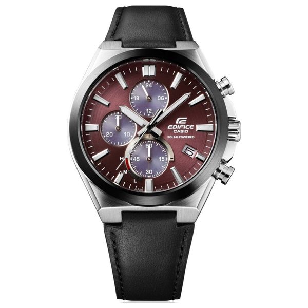 Casio Watch EQS-950BL-5AVUDF For Men - Analog Display, Leather Band - Black