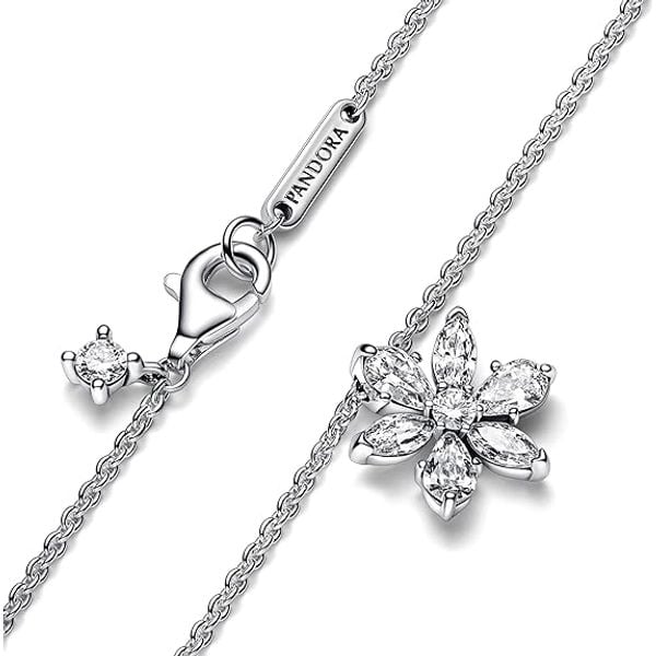  Pandora Flower Shape Necklace - Silver 