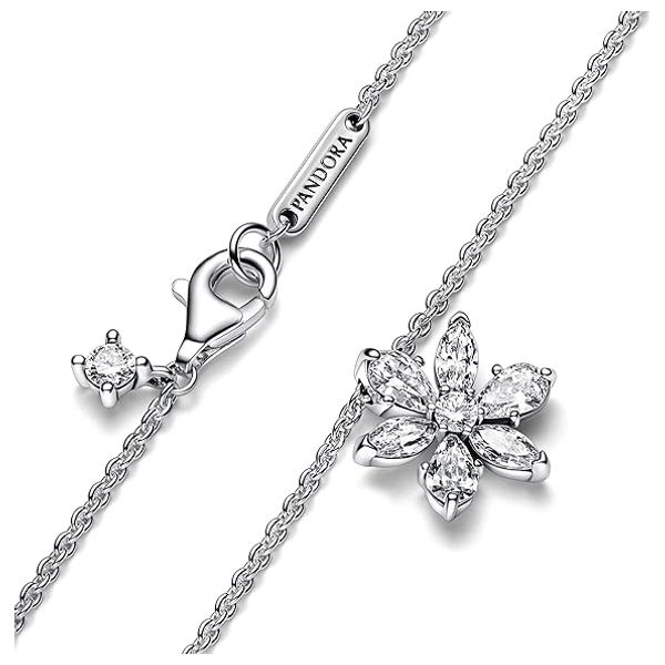  Pandora Flower Shape Necklace - Silver 