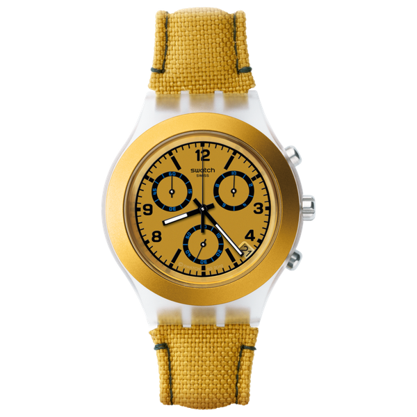  Swatch Watch SVCK4069 For Unisex - Analog Display, Textile Band - Mustard 