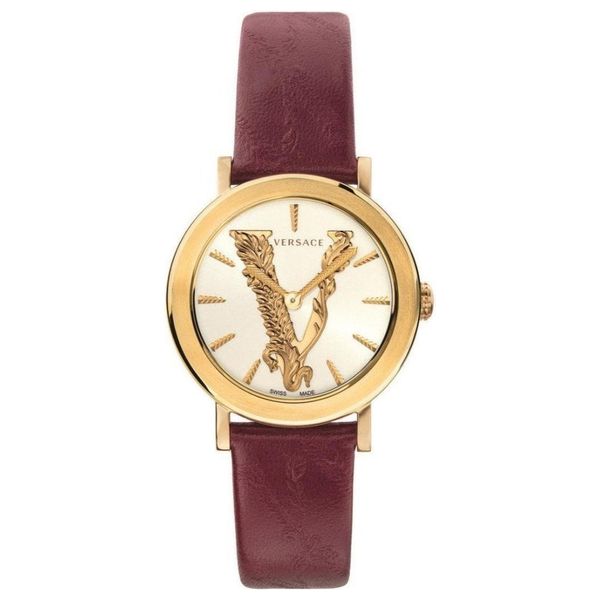  Versace Watch VEHC00219 For Women - Analog Display, Leather Band - Red 