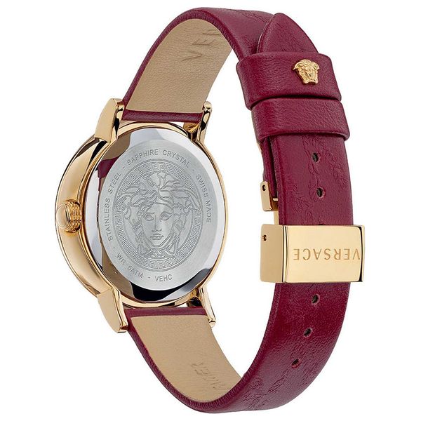  Versace Watch VEHC00219 For Women - Analog Display, Leather Band - Red 