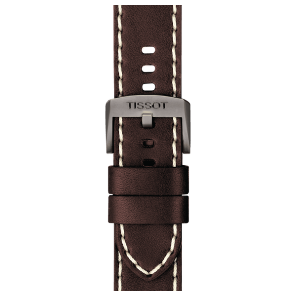  ساعة تيسوت للرجال T1166173604700 - عرض بعقارب, سوار من الجلد - بني 
