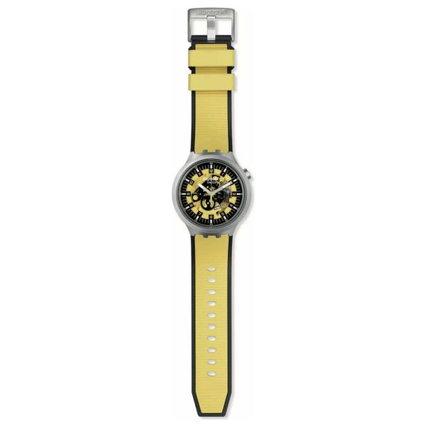  Swatch Watch SB07S109 For Men - Analog Display, Silicon Band - Yellow 