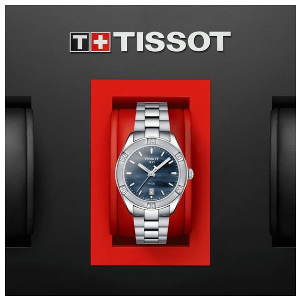  Tissot Watch T1019101112100 For Women - Analog Display, Stainless Steel Band - Gray 