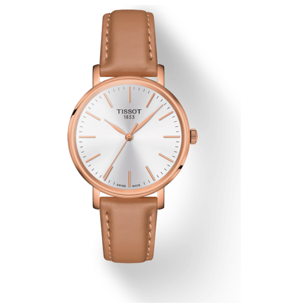  ساعة تيسوت للنساء T1432103601100 - عرض بعقارب, سوار من الجلد - بيجي 