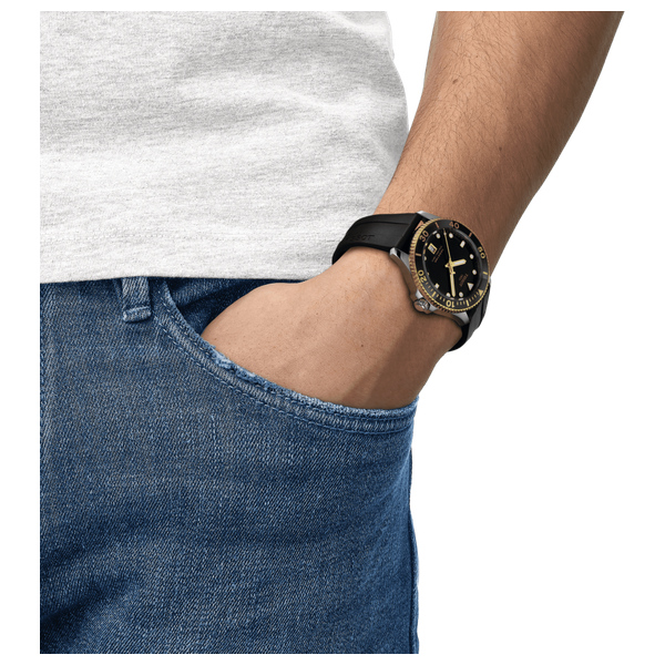  Tissot Watch T1204102705100 For Men - Analog Display, Rubber Band - Black 
