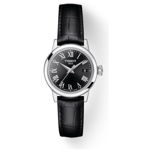  ساعة تيسوت للنساء T0580091105100 - عرض بعقارب, سوار من الجلد - اسود 