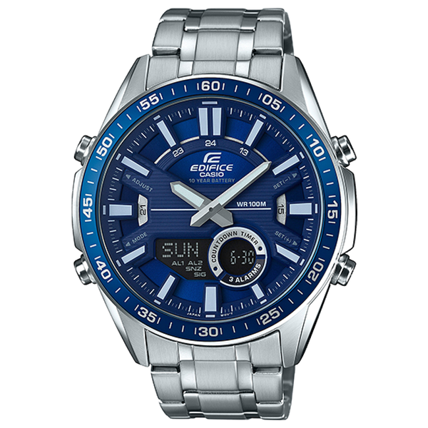  ساعة كاسيو للرجال - عرض بعقارب, سوار من الستانلس ستيل - سلفر 