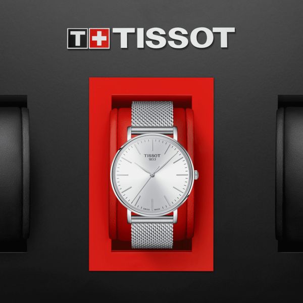  Tissot Watch T1434101101100 For Men - Analog Display, Stainless Steel Band - Silver 
