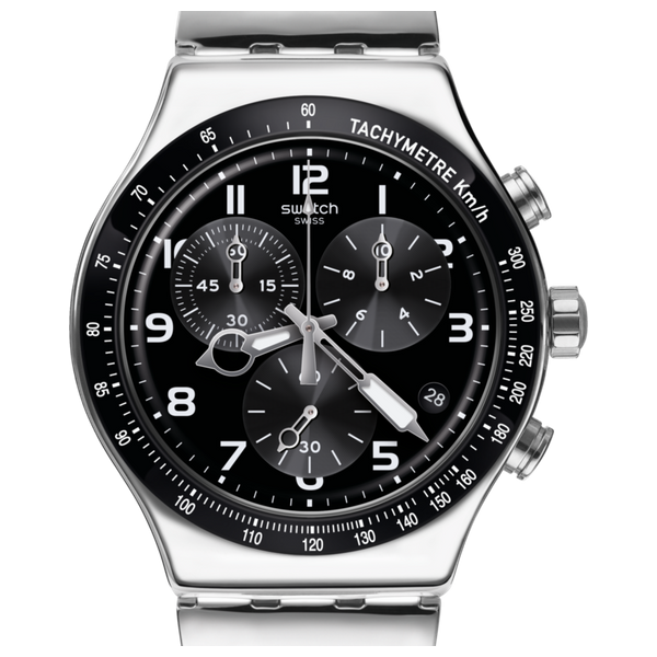  Swatch Watch YVS441G For Men - Analog Display, Stainless Steel Band - Silver 