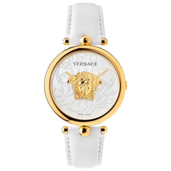  Versace Watch VECO01320 For Women - Analog Display, Leather Band - White 
