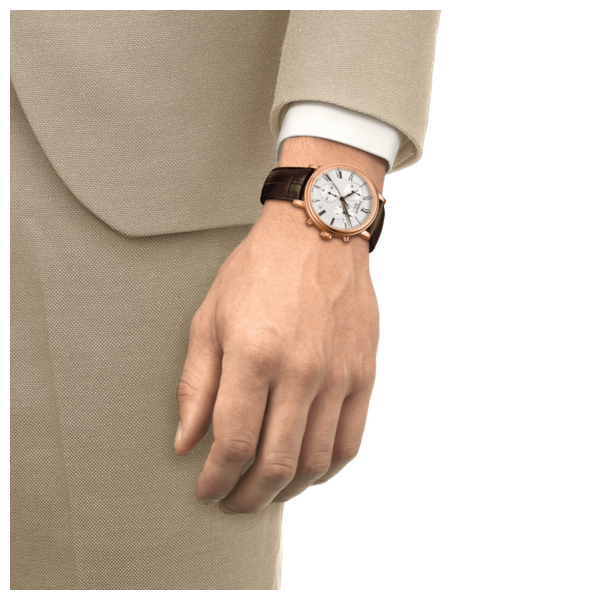  Tissot Watch t1224173603300  For Men - Analog Display, Leather Band - Brown 