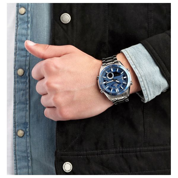  ساعة كاسيو للرجال - عرض بعقارب, سوار من الستانلس ستيل - سلفر 