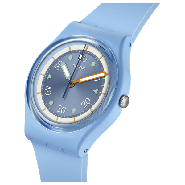  Swatch SO31L100 For Men - Analog Display, Silicone Band - Blue 