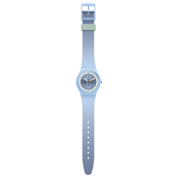  Swatch SO31L100 For Men - Analog Display, Silicone Band - Blue 