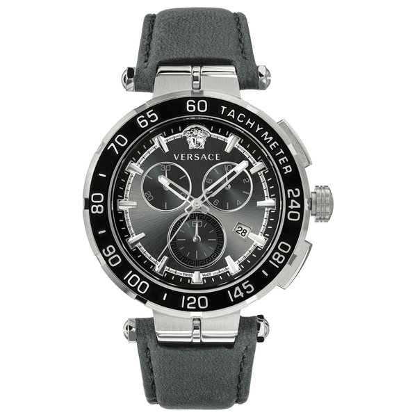  Versace Watch VEPM00120 For Men - Analog Display, Leather Band - Black 
