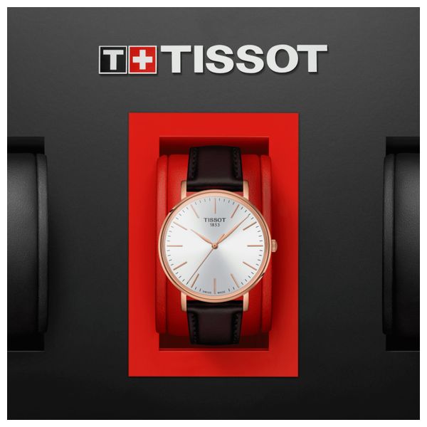  Tissot Watch T1434103601100 For Men - Analog Display, Leather Band - Brown 