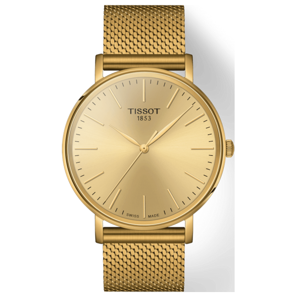  Tissot Watch T1434103302100 For Men - Analog Display, Stainless Steel Band - Gold 