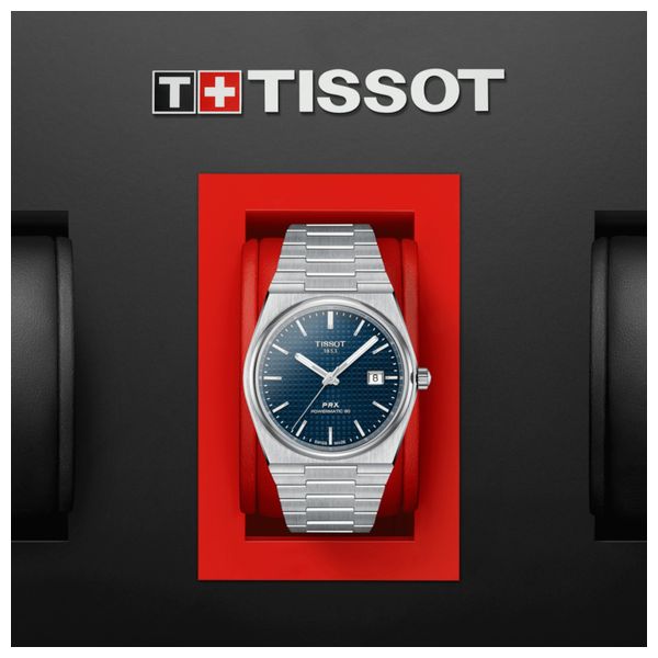  Tissot Watch t1374071104100 For Men - Analog Display, Stainless Steel Band - Gray 