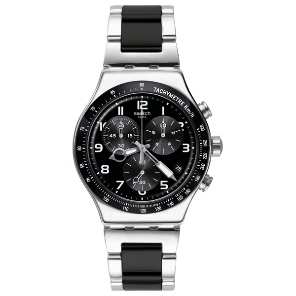 Swatch Watch YVS441G For Men - Analog Display, Stainless Steel Band - Silver 
