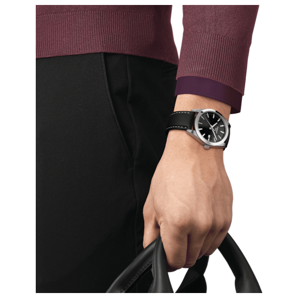  Tissot Watch T1274101605100 For Men - Analog Display, Leather Band - Black 