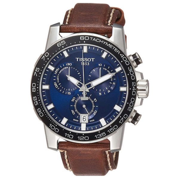  ساعة تيسوت للرجال T1256171604100- عرض بعقارب, سوار من الجلد - بني 