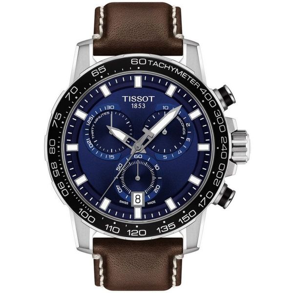  Tissot Watch T1256171604100For Men - Analog Display, Leather Band - Brown 