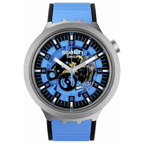  Swatch Watch SB07S106 For Unisex - Analog Display, Silicon Band - Blue 