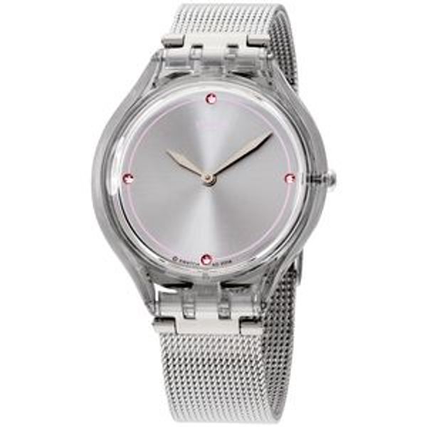  Swatch Watch SVOK105M For Women - Analog Display, Stainless Steel Band - Sliver 