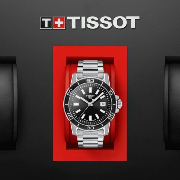  Tissot Watch T1256101105100 For Men - Analog Display, Stainless Steel Band - Grey 