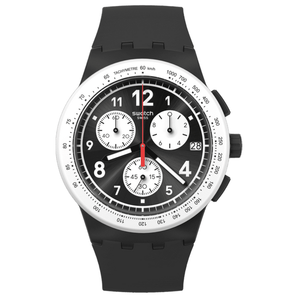  Swatch SUSB420 For Men - Analog Display, Silicone Band - Black 