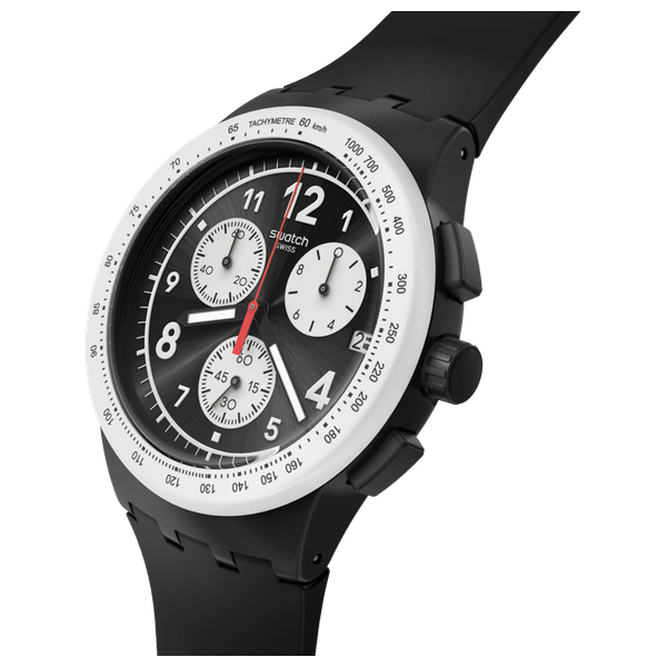  Swatch SUSB420 For Men - Analog Display, Silicone Band - Black 