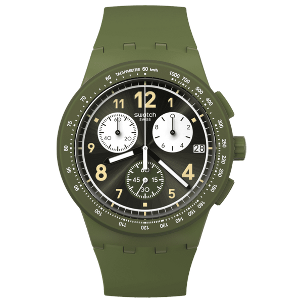  Swatch SUSG406 For Men - Analog Display, Silicone Band - Green 