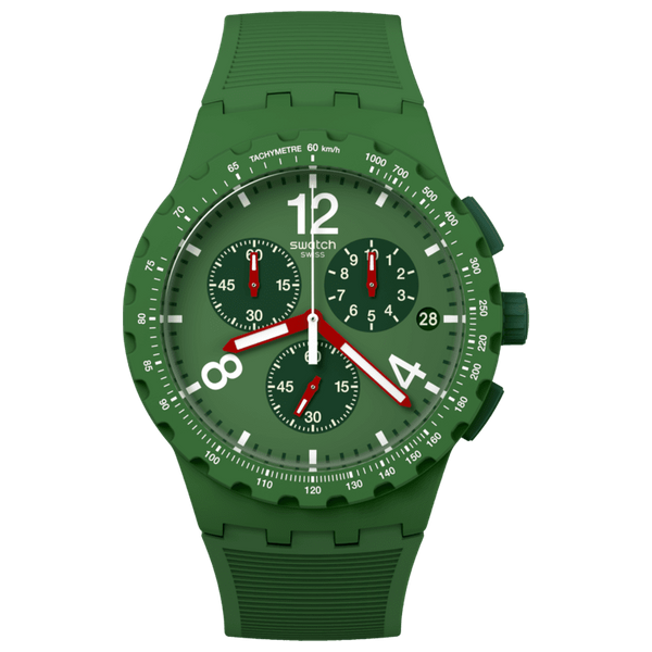  Swatch SUSG407 For Men - Analog Display, Silicone Band - Green 