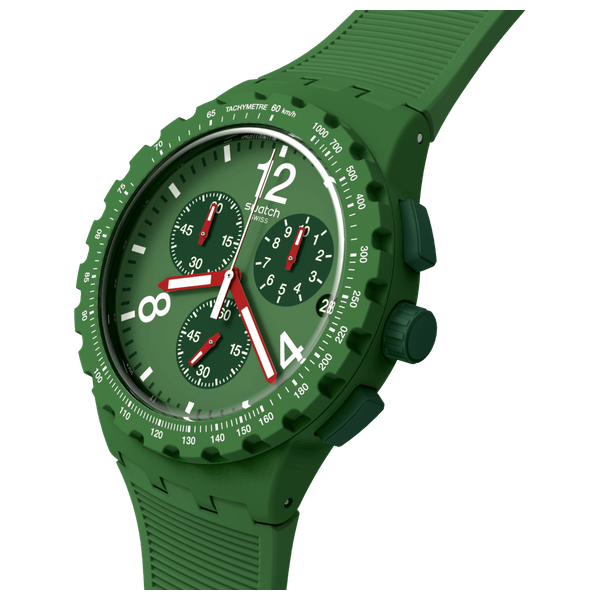 Swatch SUSG407 For Men - Analog Display, Silicone Band - Green 